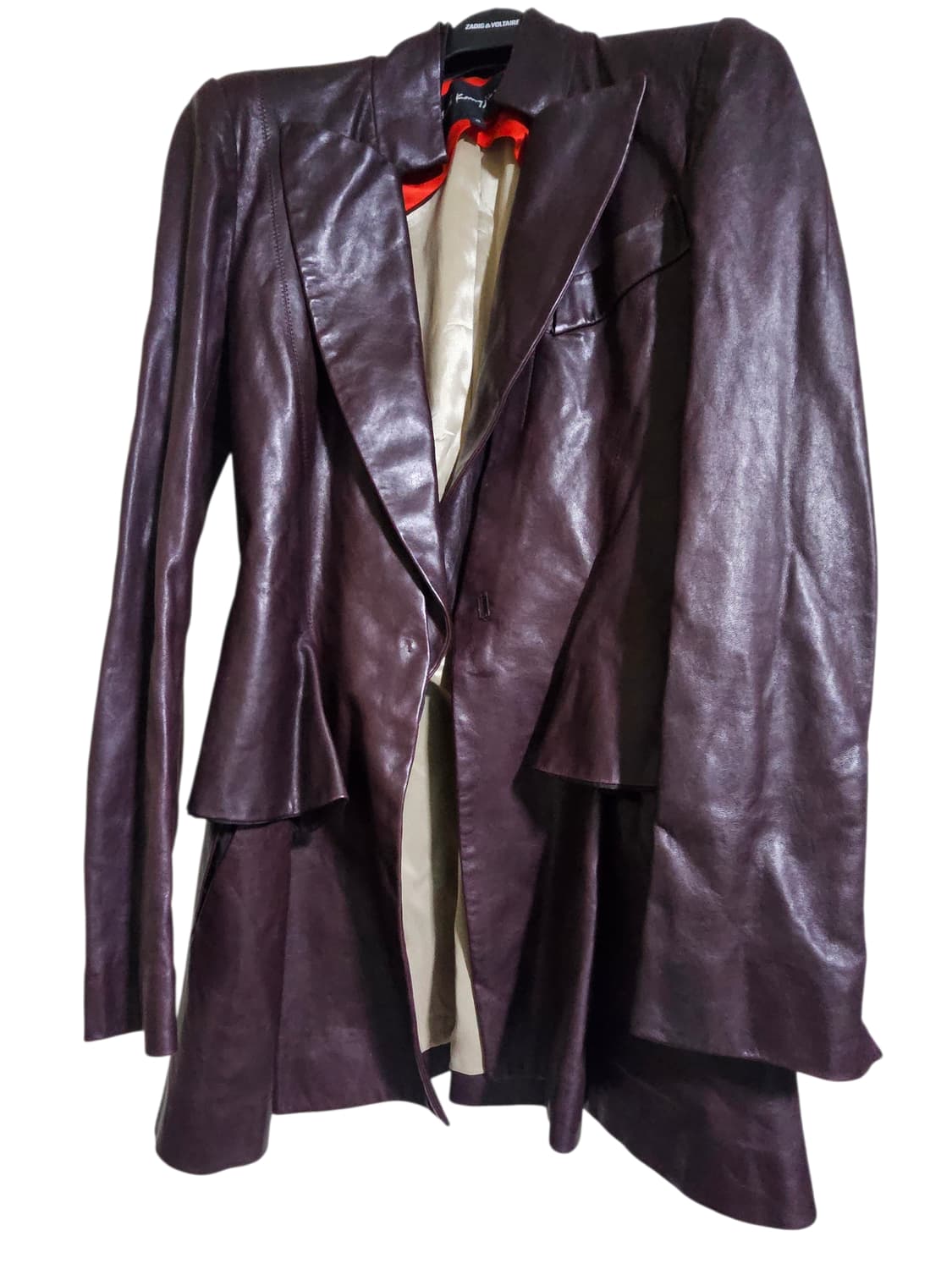 오브제 정품 버건디 가죽자켓 상품이미지1