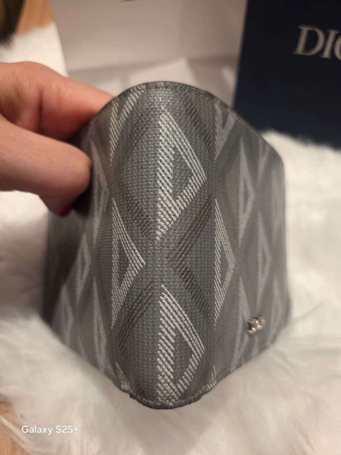 디올 CD 다이아몬드 캔버스 지갑 그레이 상품이미지5