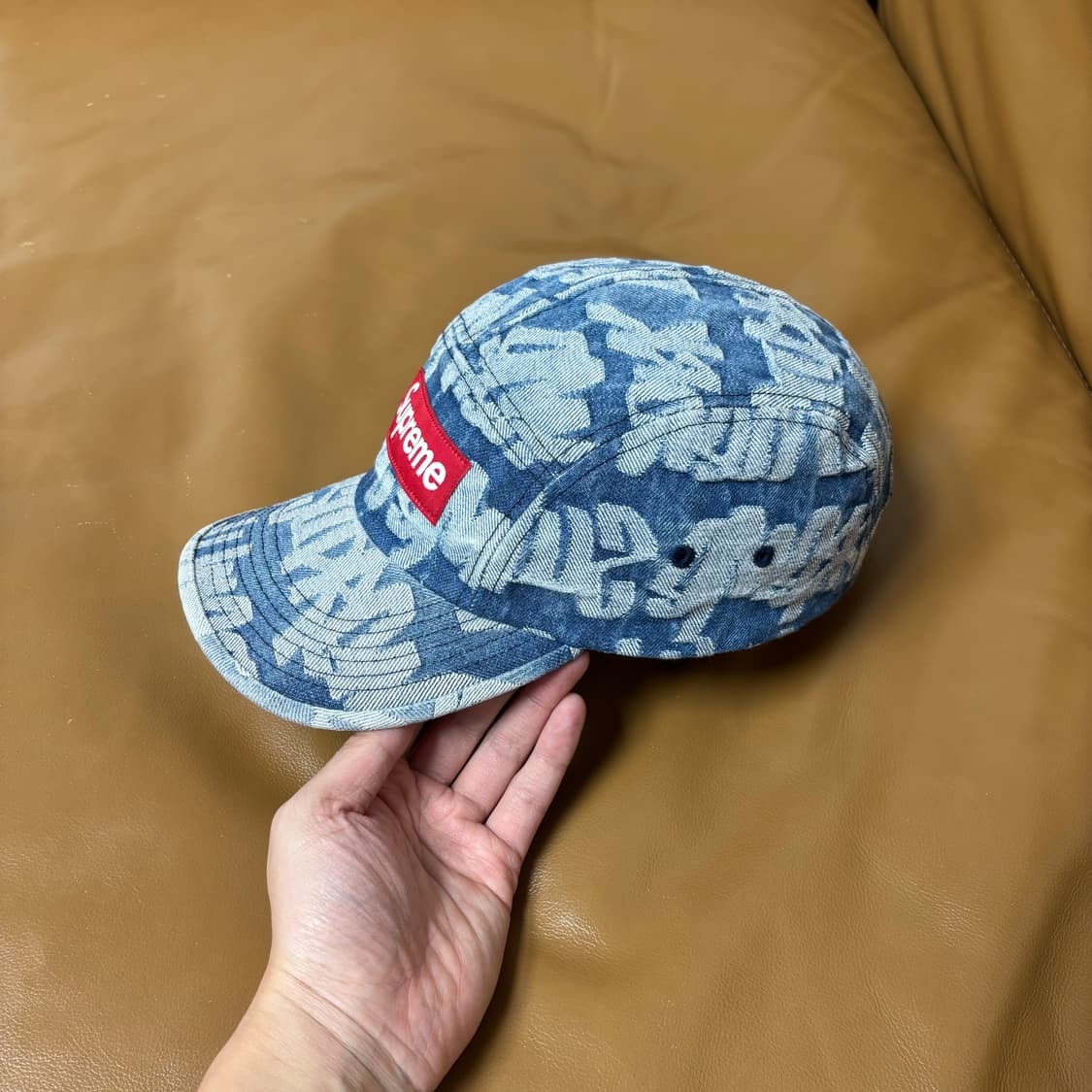 슈프림 캠프캡 모자 박스로고 워시드 데님 상품이미지4