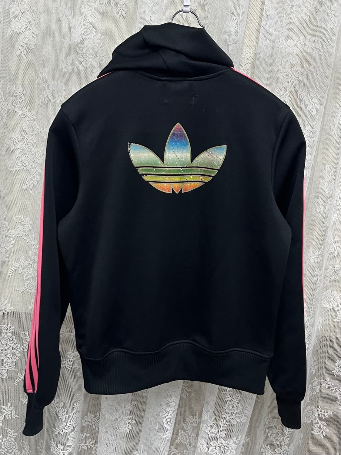 90) 아디다스 빈티지 핑크블랙 져지 레인보우 트랙탑 상품이미지2