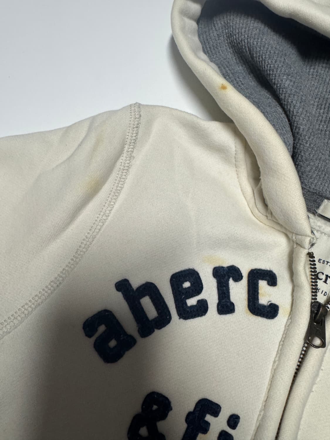 여성 아베크롬비 스펠 아웃 크림 기모 후드집업 S 상품이미지5