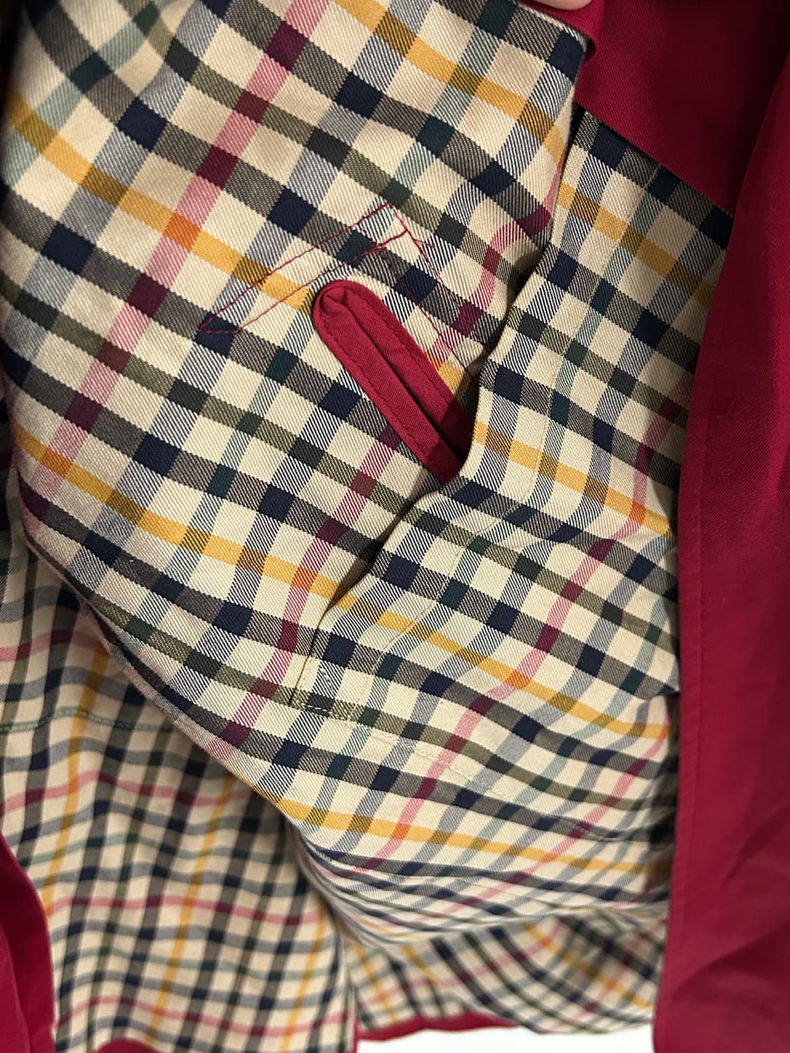 닥스 체크 안감 레드 코트 상품이미지4