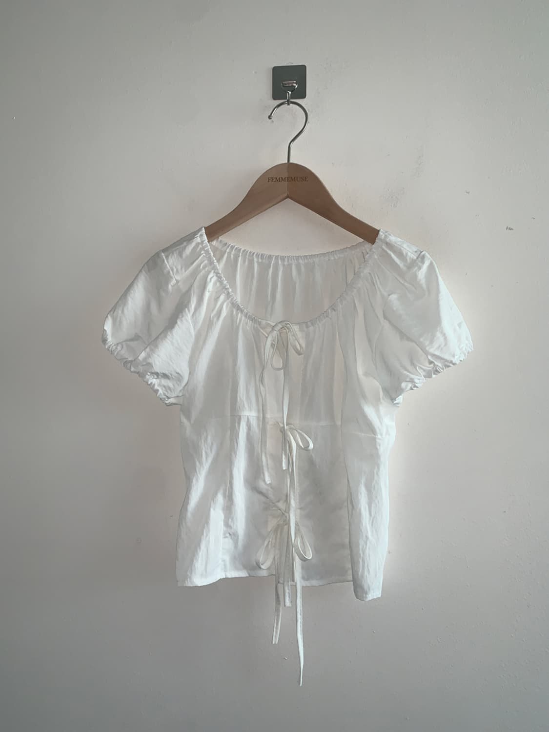 3ribbon puff blouse(white) 상품이미지1