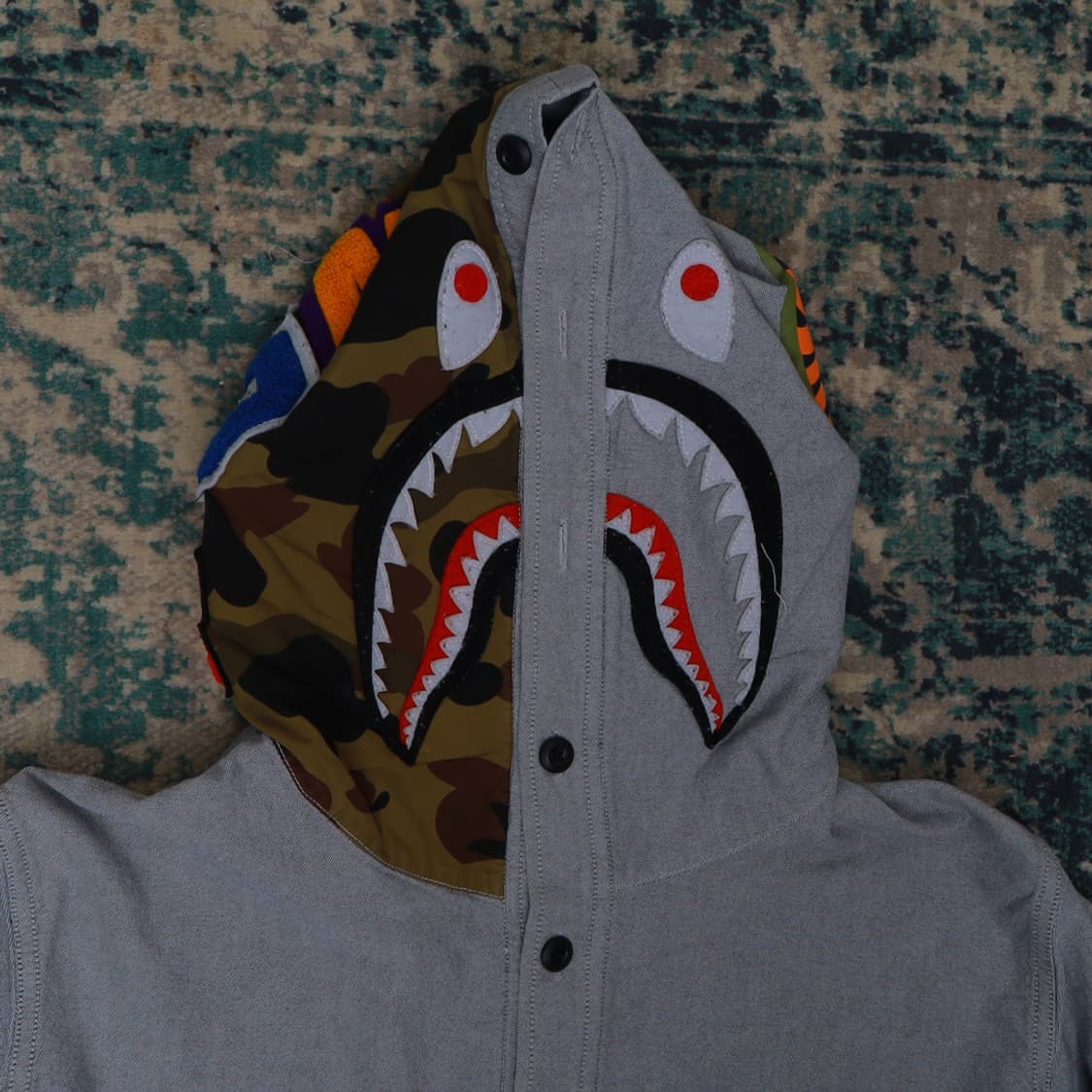 BAPE 베이프 1st 카모 풀오버 샤크 셔츠 후드 XL 상품이미지2