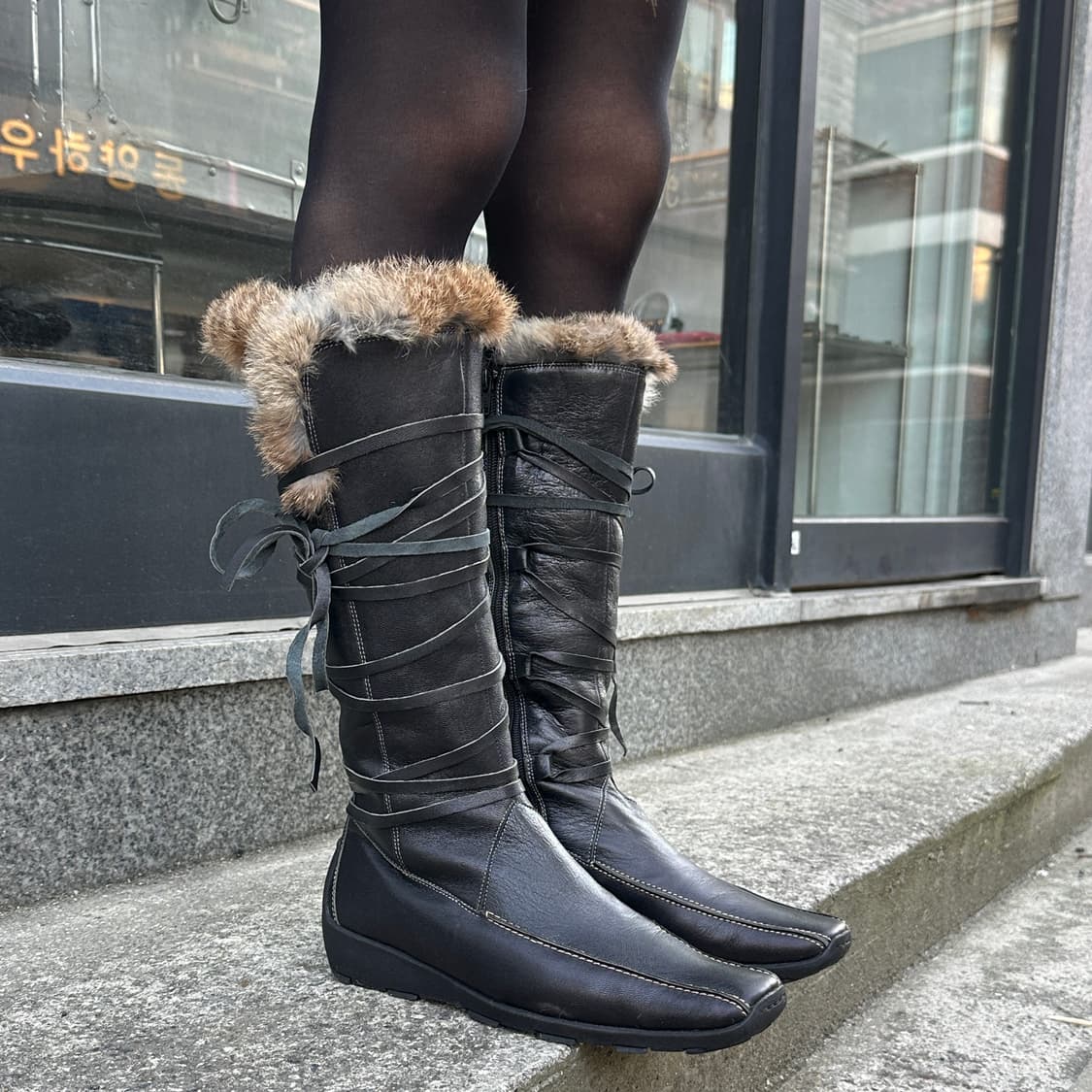 2000s 스티브 매든 스퀘어 토 퍼 라이닝 랩 부츠 상품이미지7