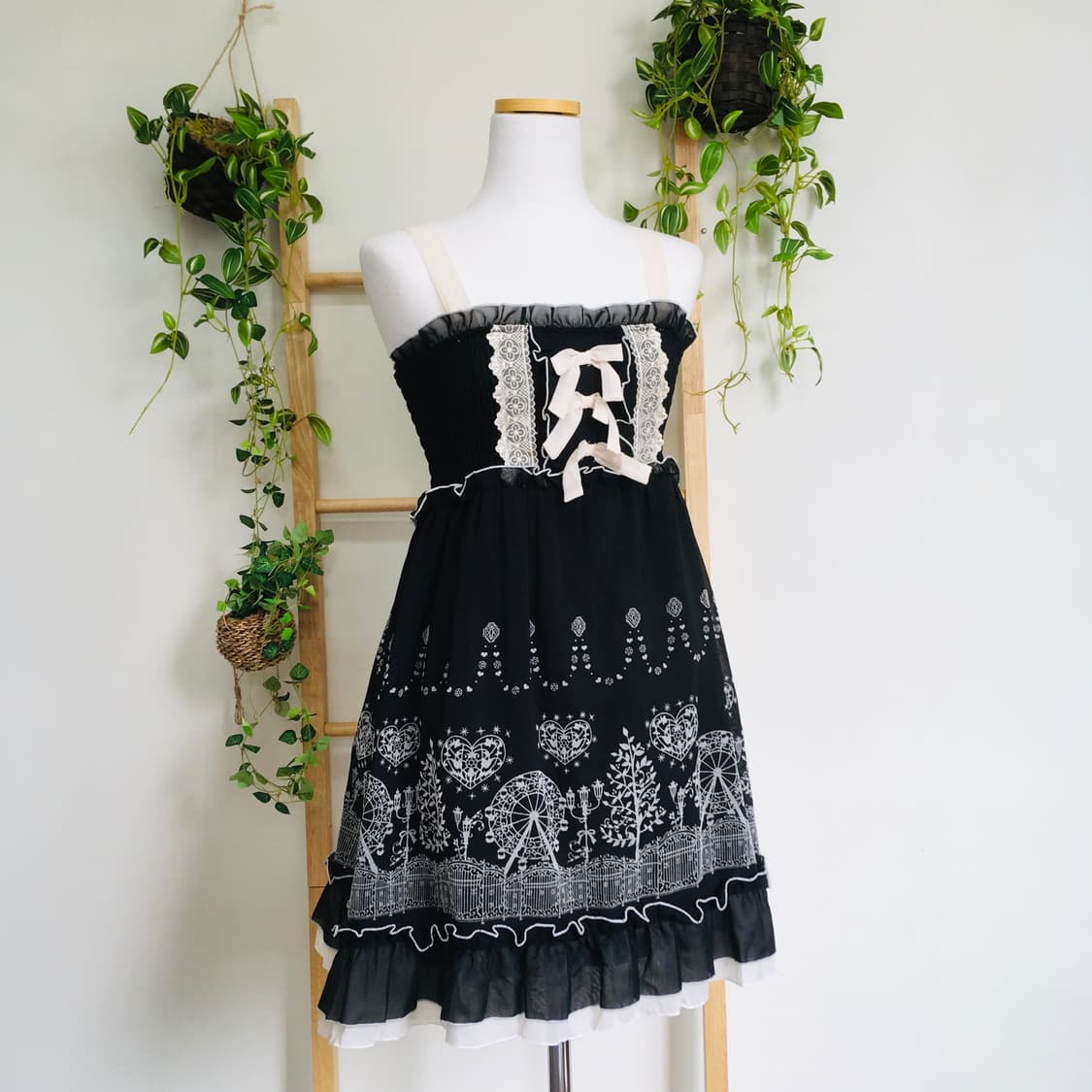 AXES FEMME 엑시즈팜/ 블랙 리본 끈 나시 원피스 히메갸루원피스 상품이미지1