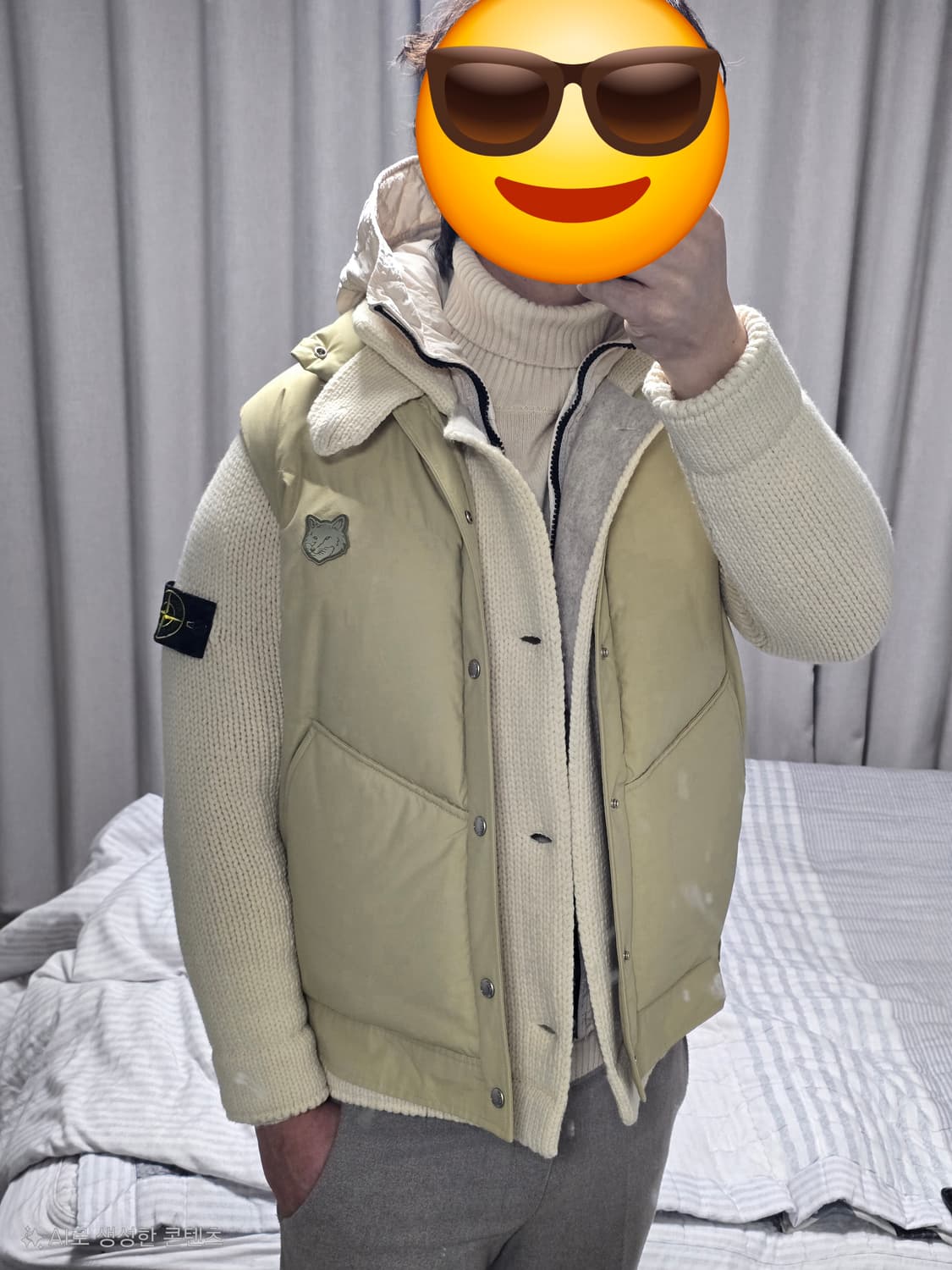 스톤아일랜드 가디건 남성 니트 후드(탈부착) 아이보리 상품이미지10