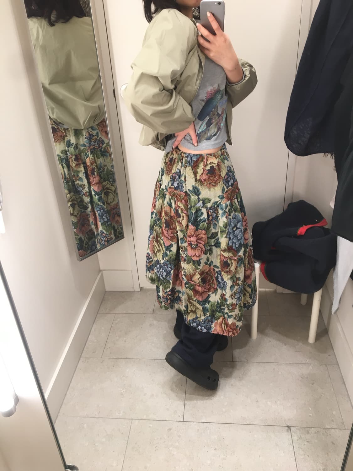 플라워 패턴 롱스커트 상품이미지3