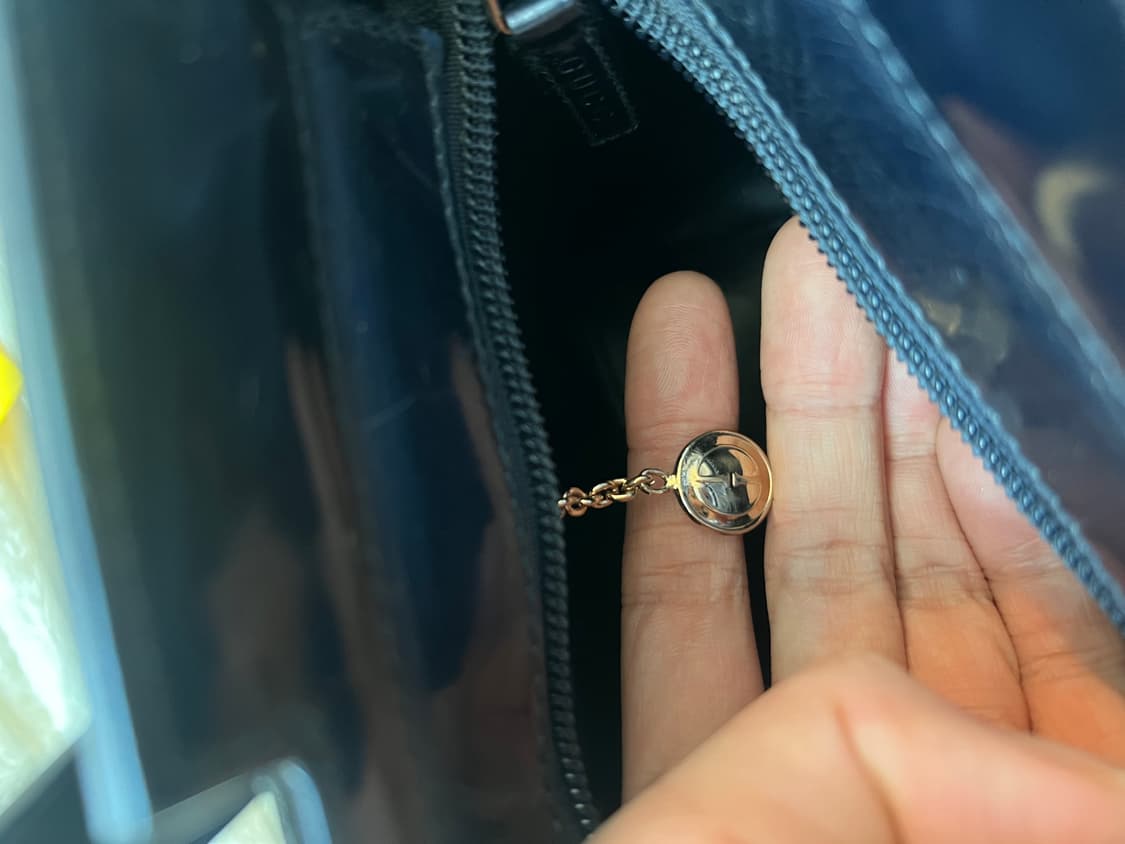 정품! 빈티지 구찌 네이비 에나멜 미니백 토트백 상품이미지5