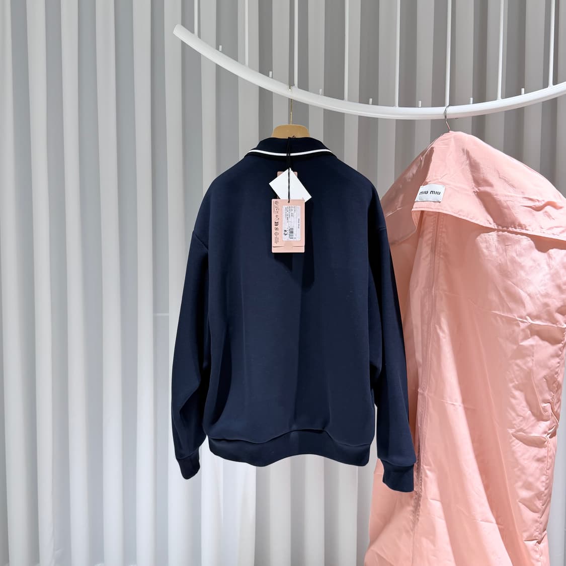 (S+/38) / 미우미우 본디드 피케 테크니컬 저지 블루종 네이비 상품이미지3