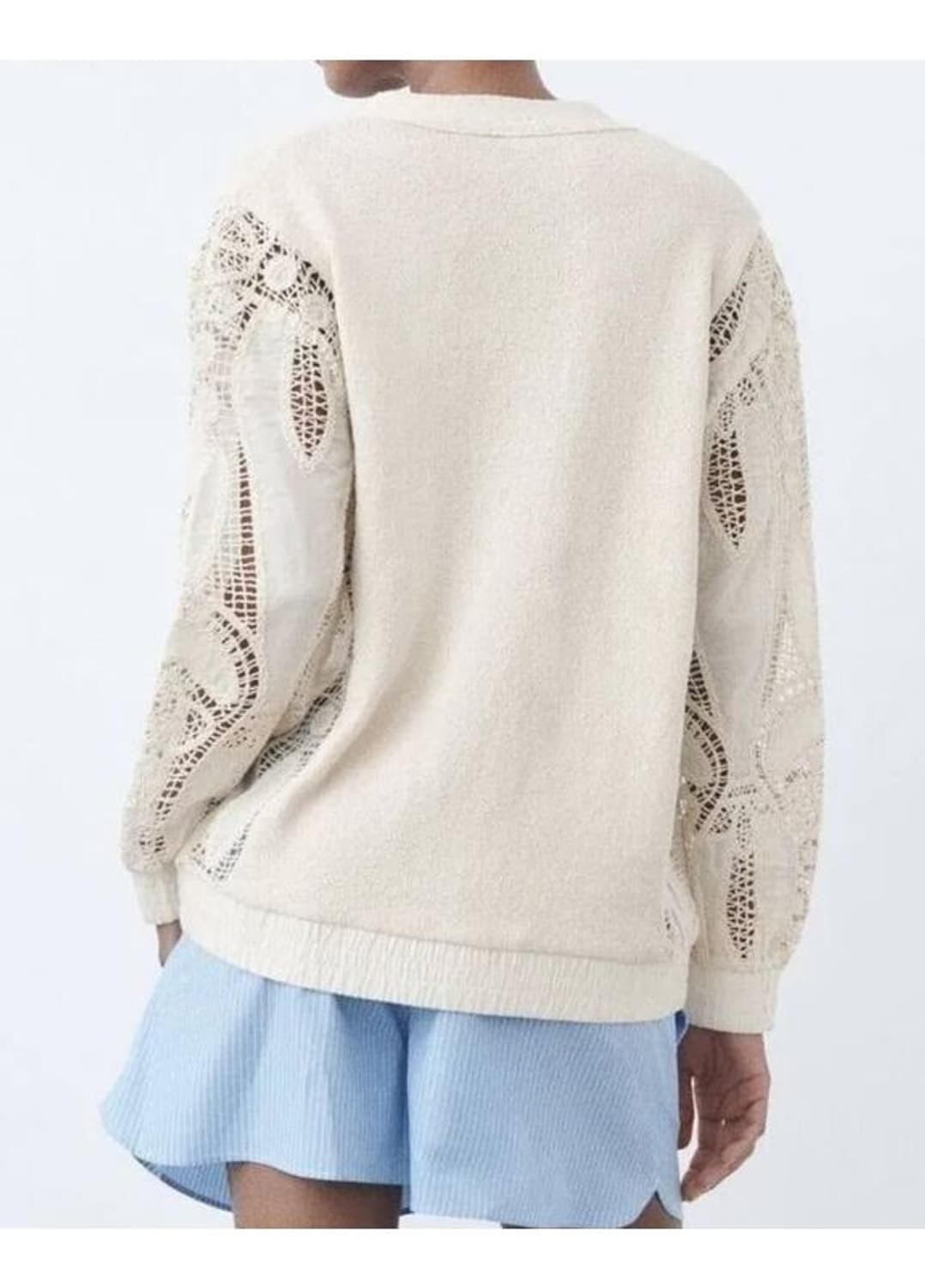 ZARA 자라 크로셰 니트 집업 가디건 자켓 아이보리 M 상품이미지5
