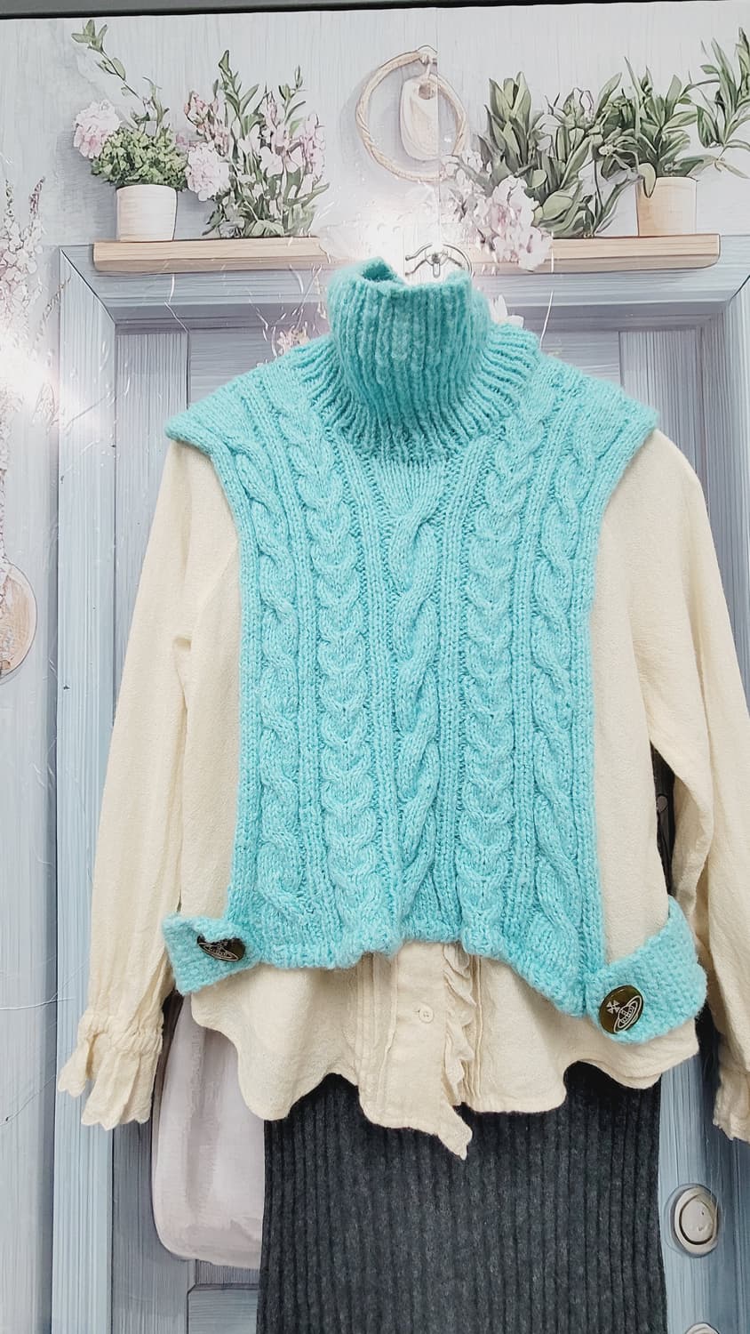 핸드메이트 케이블 니트. 수입 캐시미어 니트스커트 상품이미지4