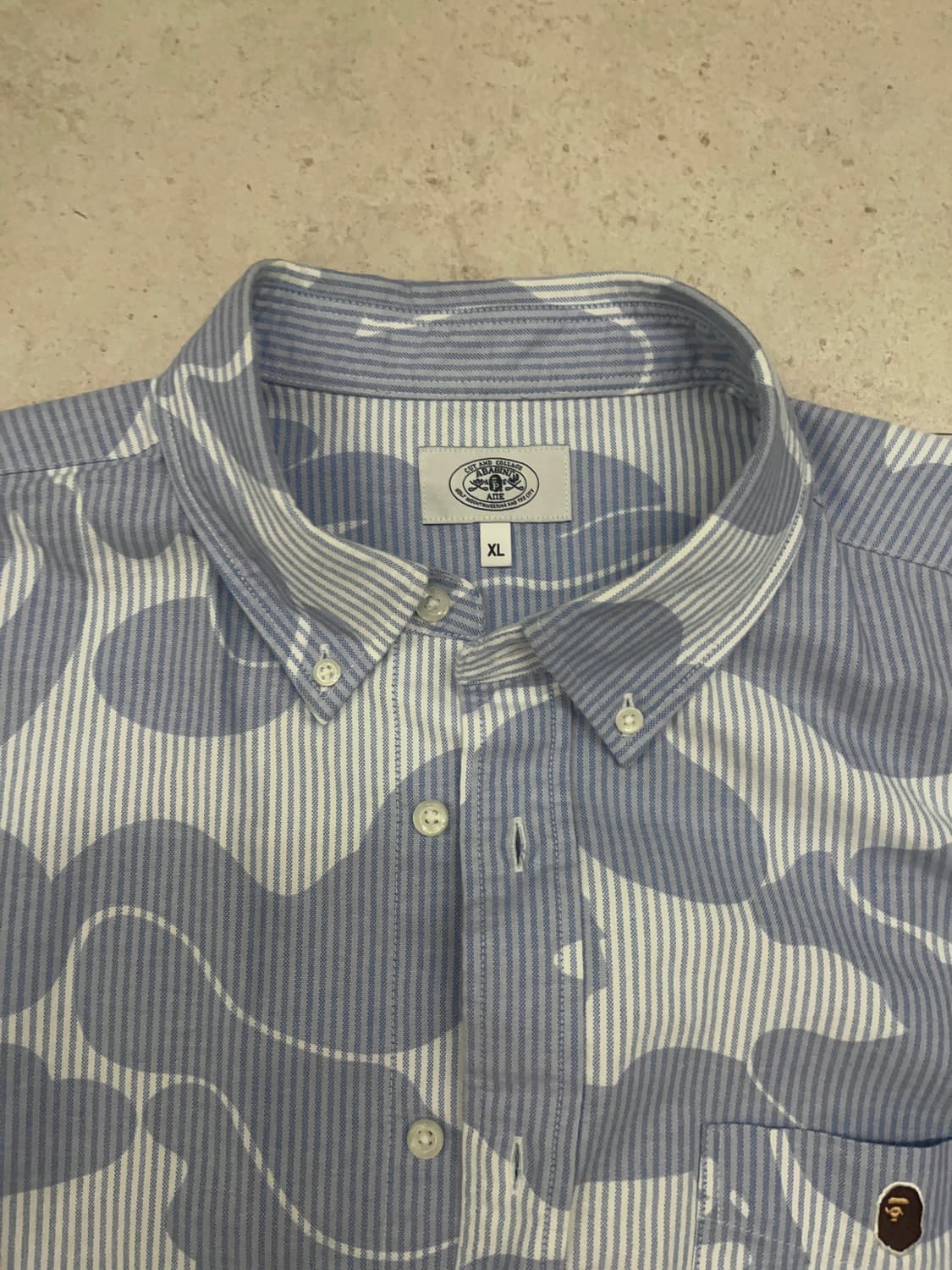 bape 스트라이프 카모 릴렉스 셔츠 블루 상품이미지4