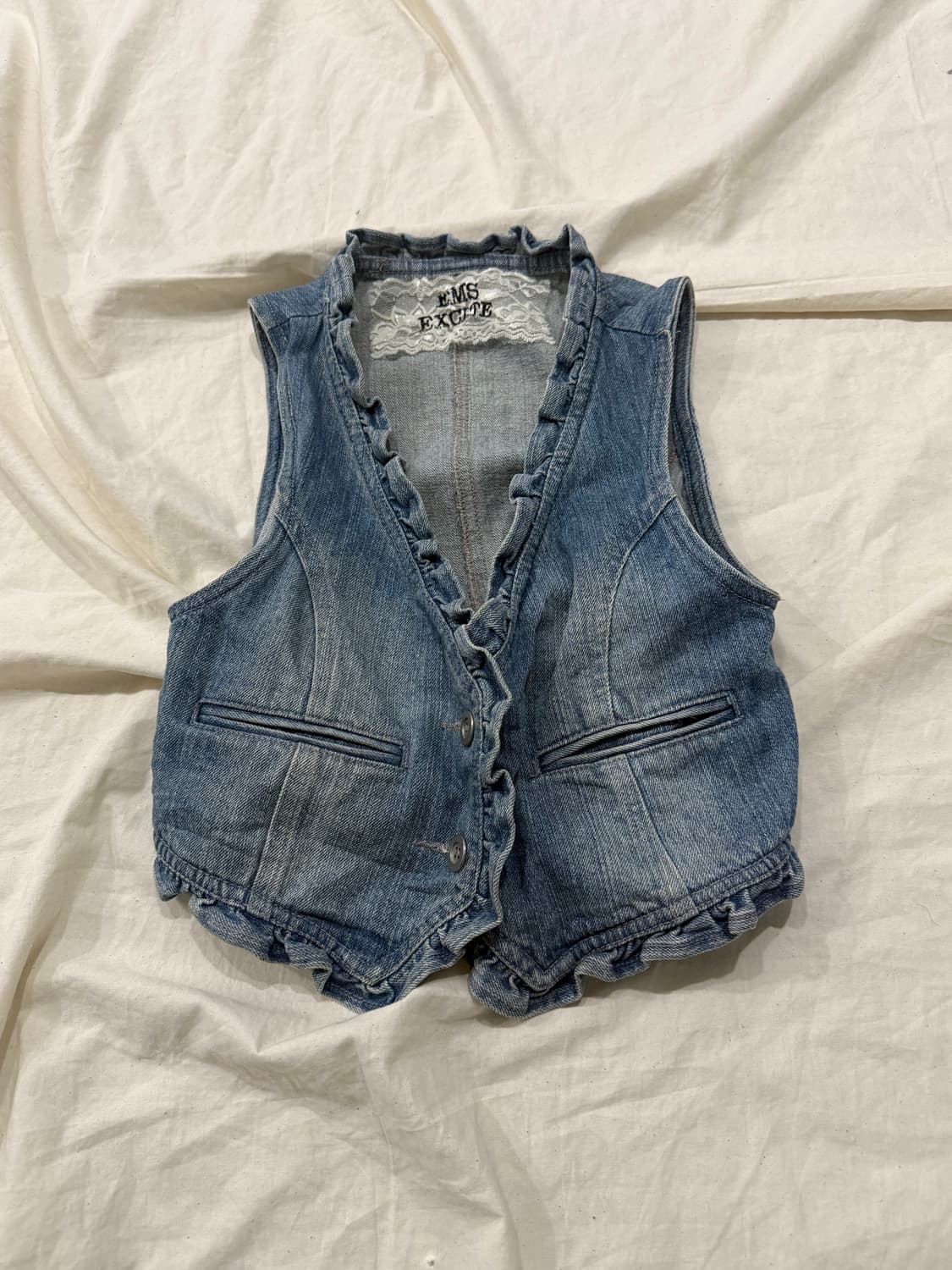 페어리 y2k 00’s 데님 크롭 베스트 상품이미지1