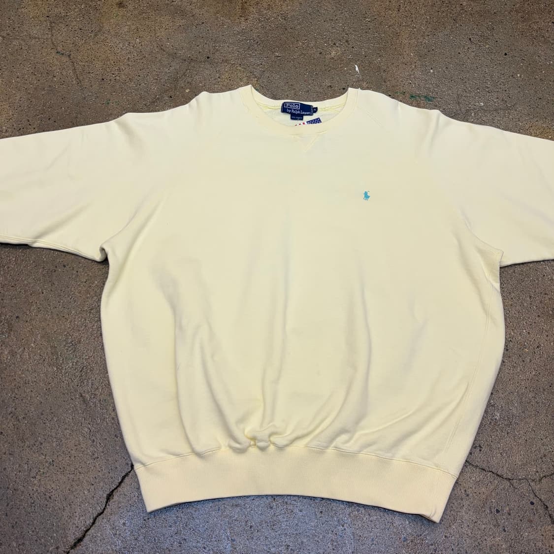 90s 미국 빈티지 폴로랄프로렌 헤비코튼 연노랑 맨투맨 상품이미지2