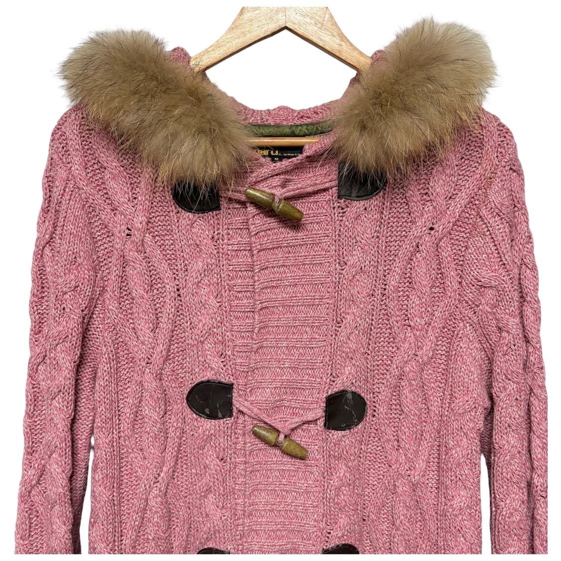 3726 핑크 퍼 떡볶이 니트 후드 가디건 상품이미지2