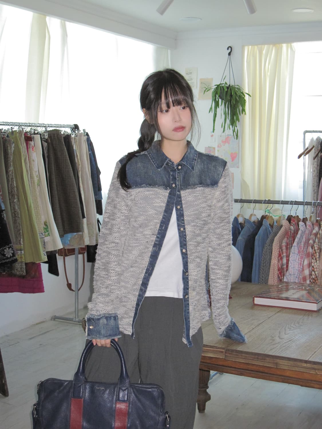 이태리 데님 디테일 셔츠 상품이미지1