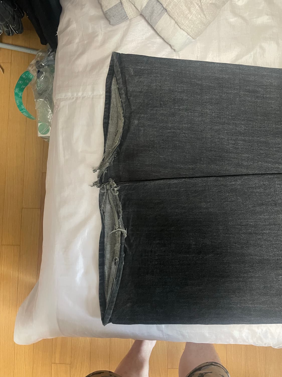 M) 유스 엑스트라 와이드 데님 워시드 블랙 상품이미지5