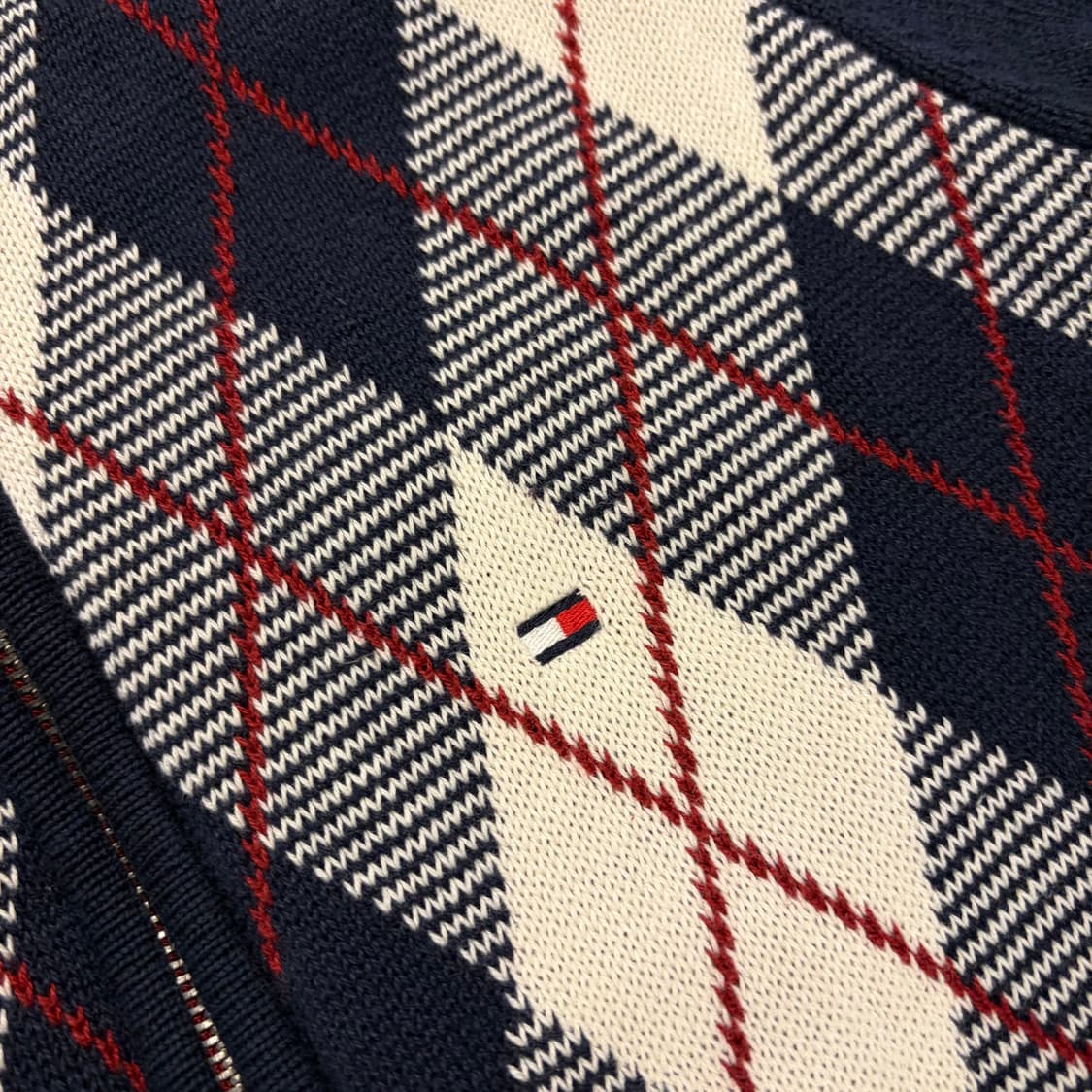 [S] 타미힐피거 아가일 니트 집업 가디건 D706 상품이미지4