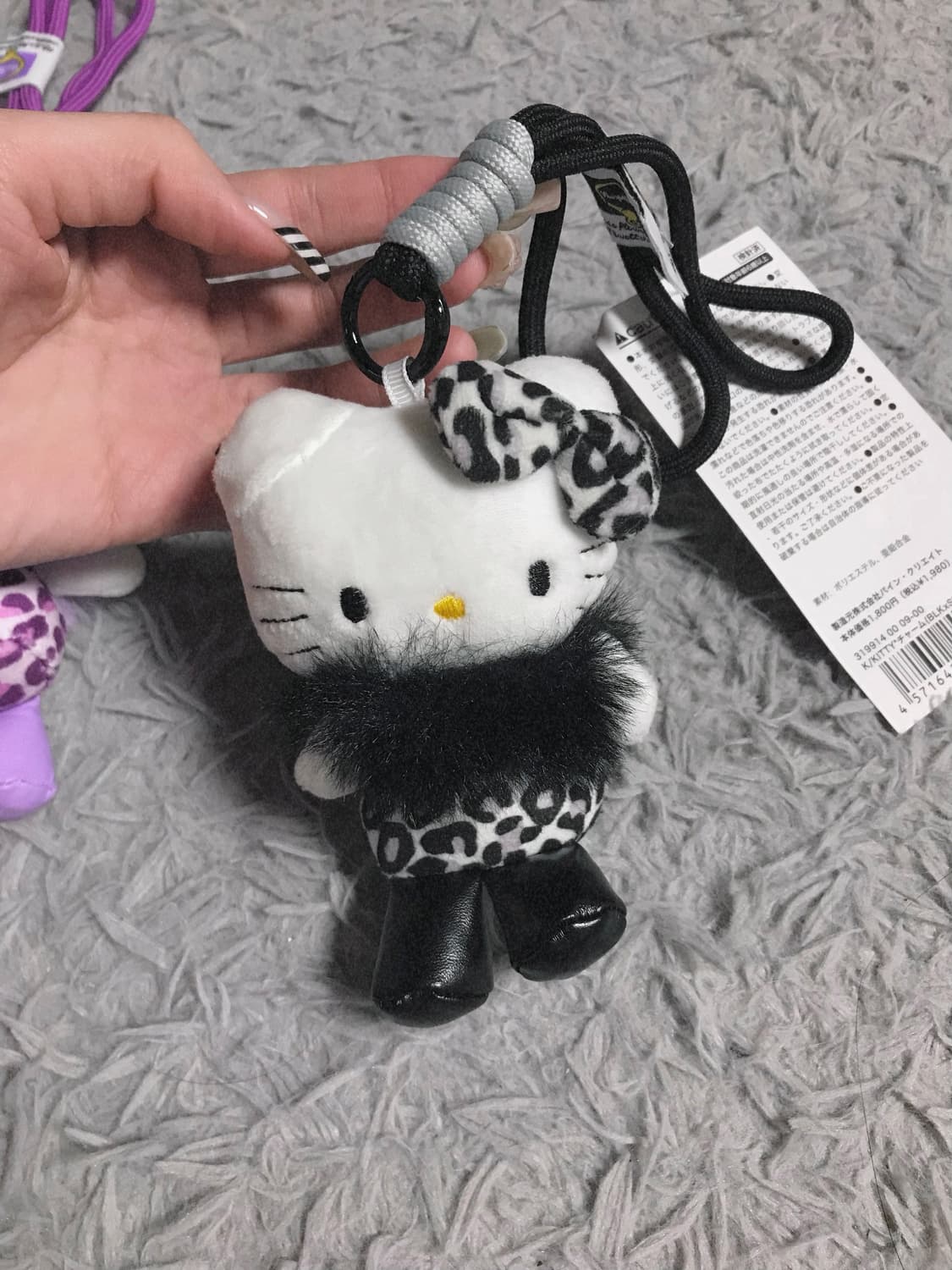 고전 호피 갸루키티 산리오 정품 헬로키티 레오파드 키링 양도 퍼플 핑크 상품이미지5