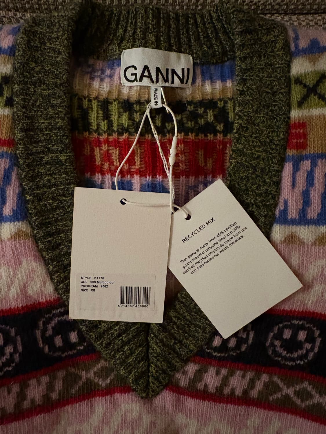 (새상품) GANNI 가니 그래픽 브이넥 니트 베스트 XS 상품이미지4