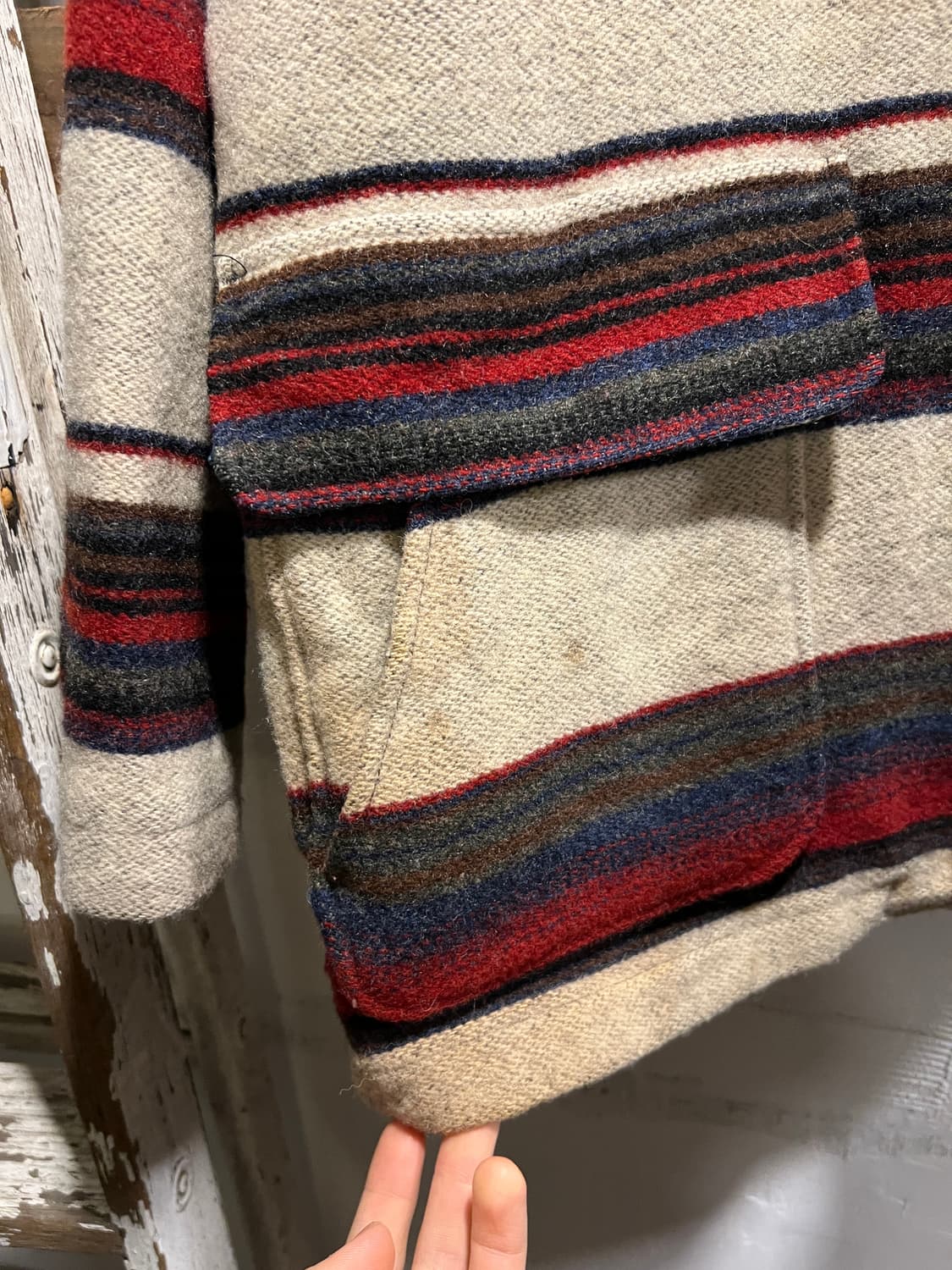 [L]90's 울리치 Made in USA 나바호 스트라이프 울 코트 상품이미지6