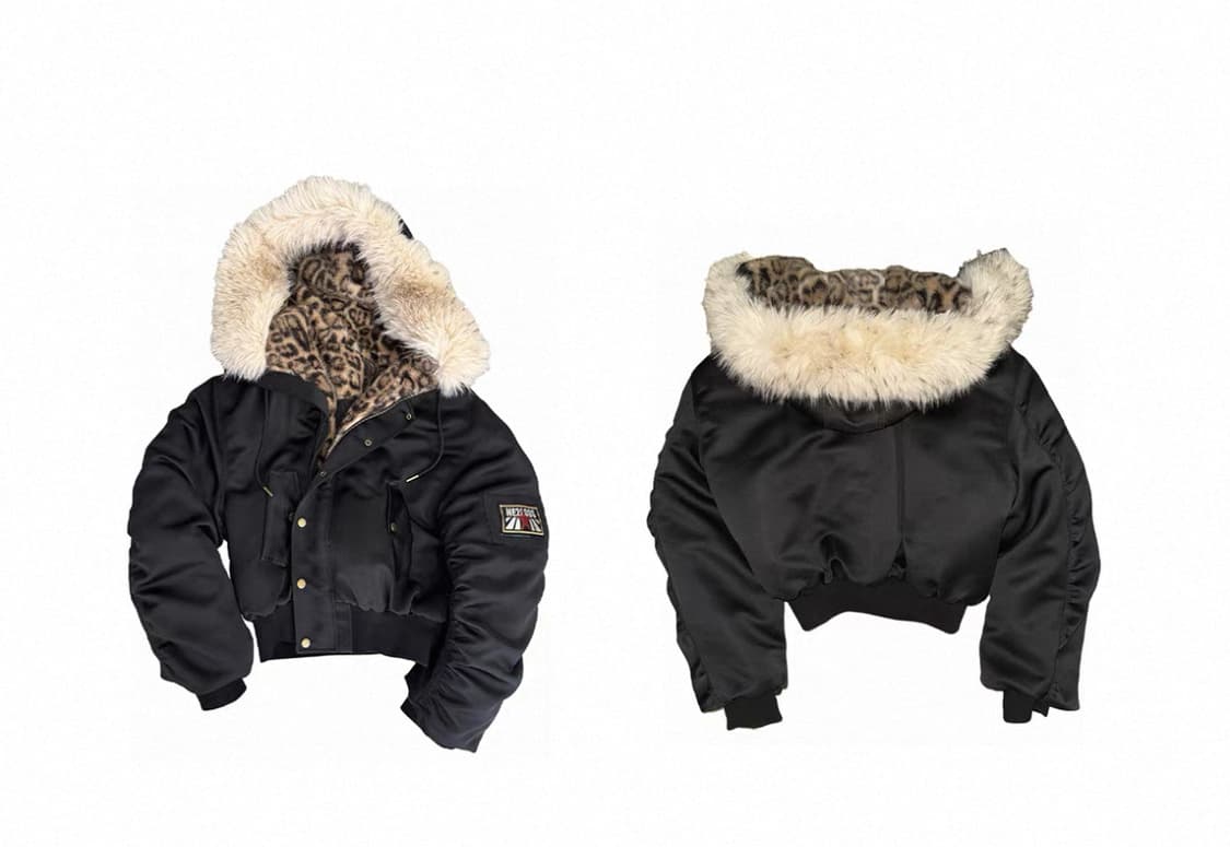 no E mosen 레오파드 크롭 후드 항공점퍼 갸루 상품이미지5