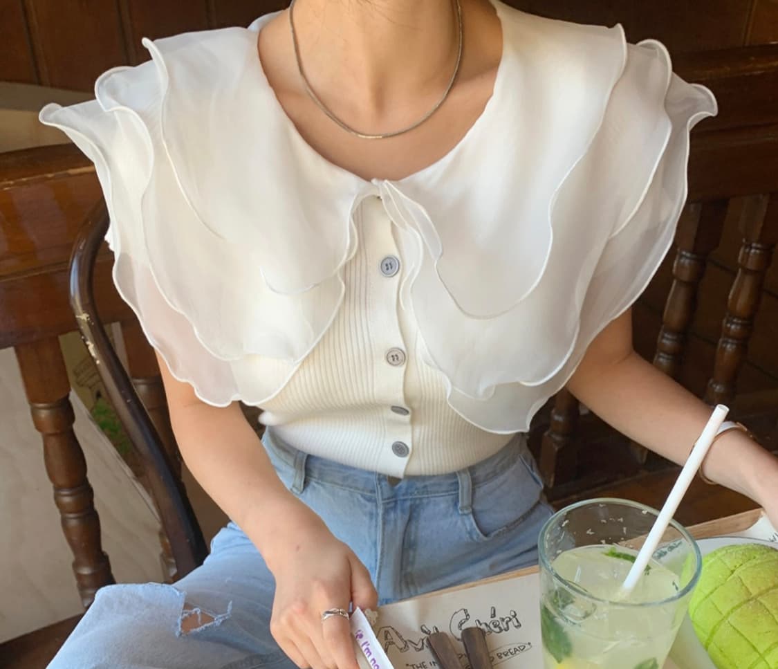 레이스 빅카라 반팔 티셔츠 상품이미지3