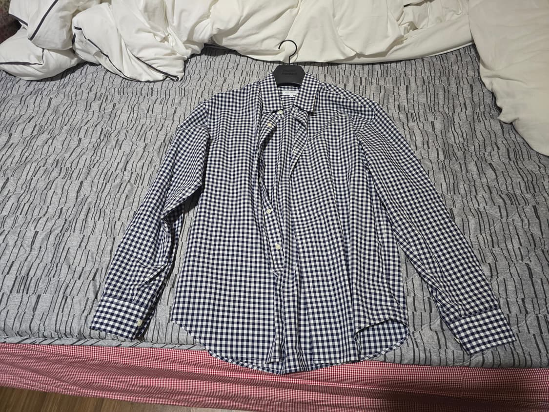 스테디에브리웨어 sew 릴렉스드 깅엄 체크 셔츠 다크 네이비 1사 상품이미지1