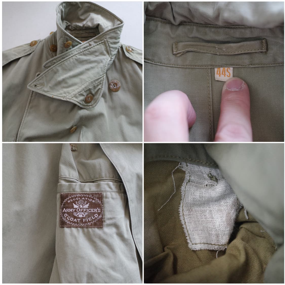40~50s WWII 미육군 오피서 필드 트렌치 코트 44S 빈티지 상품이미지5
