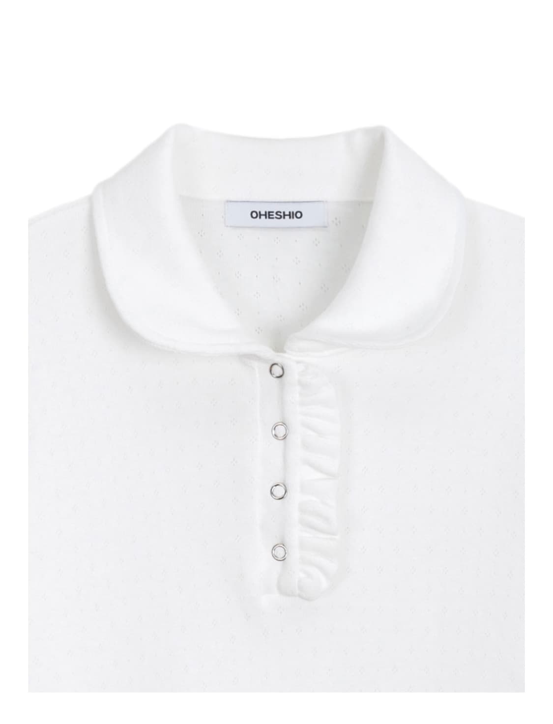 오헤시오 round collar frill long t-shirt 화이트 상품이미지2