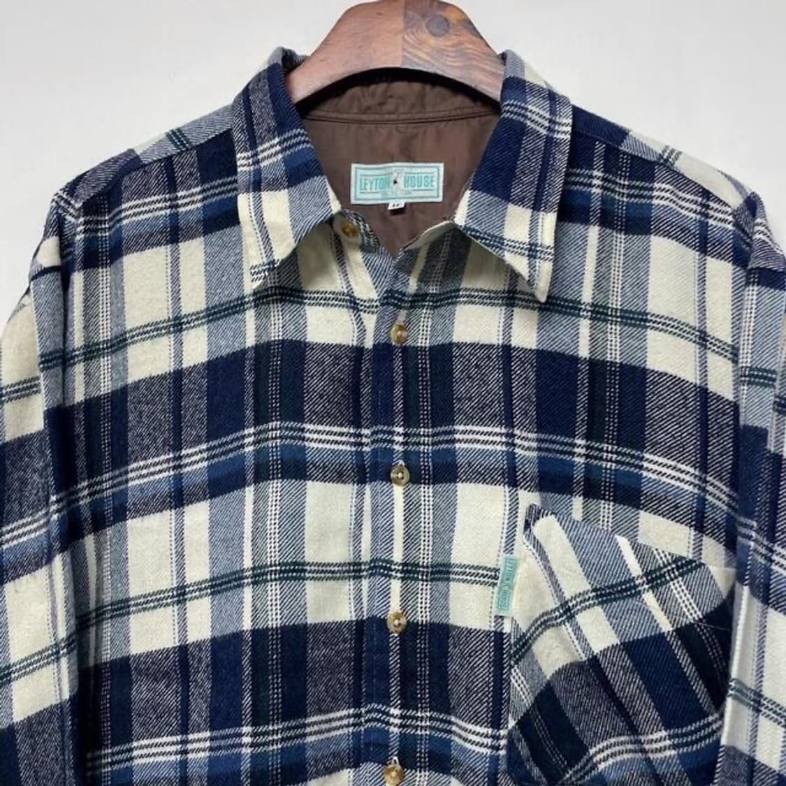 90s 레이튼 하우스 레이싱팀 타탄 체크 플란넬 셔츠  상품이미지2
