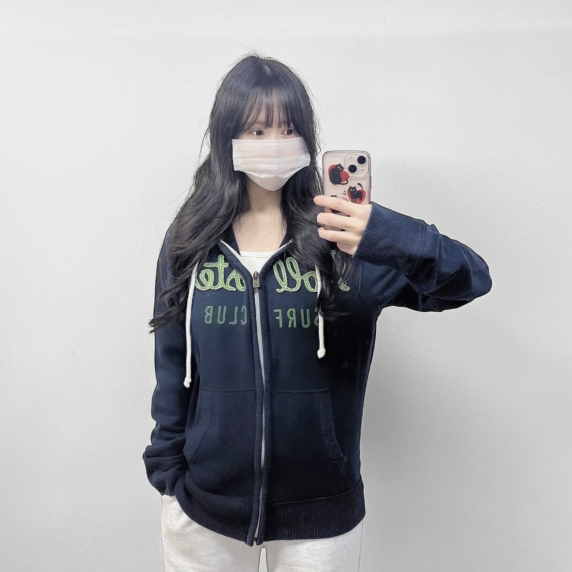 홀리스터 스펠 로고 후드집업 네이비 상품이미지1