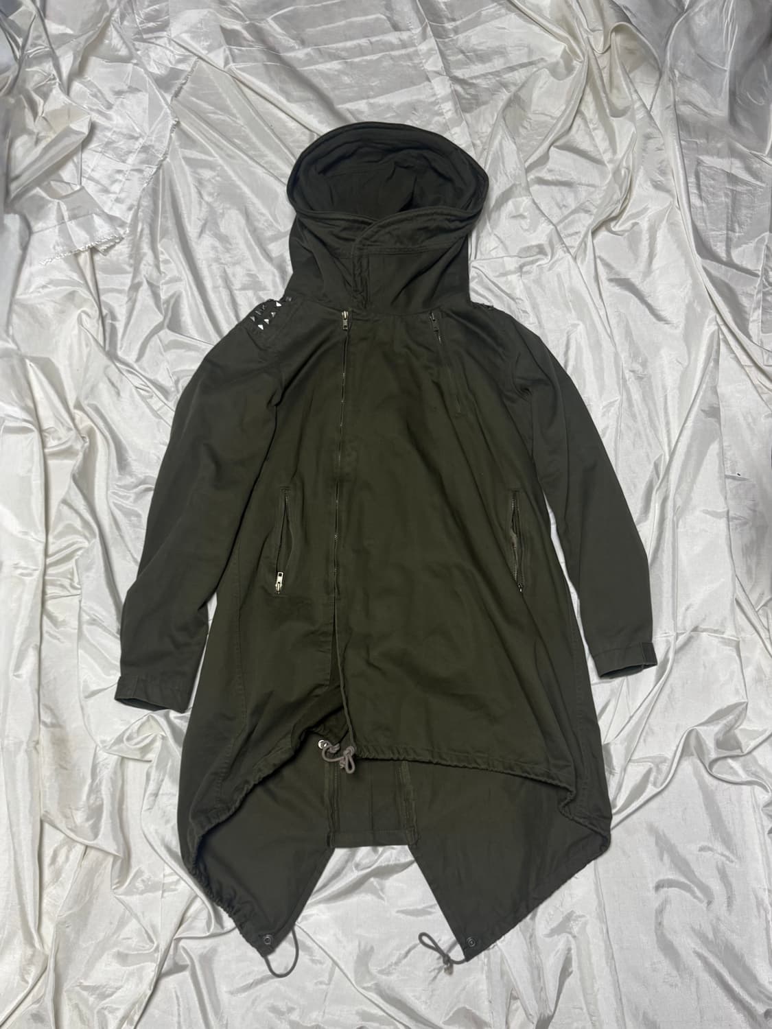 Y2k Mode Stud Detail Khaki Jacke 상품이미지1