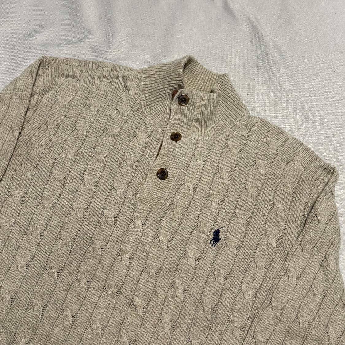 L 폴로랄프로렌 반집업 버튼 케이블 니트 상품이미지1
