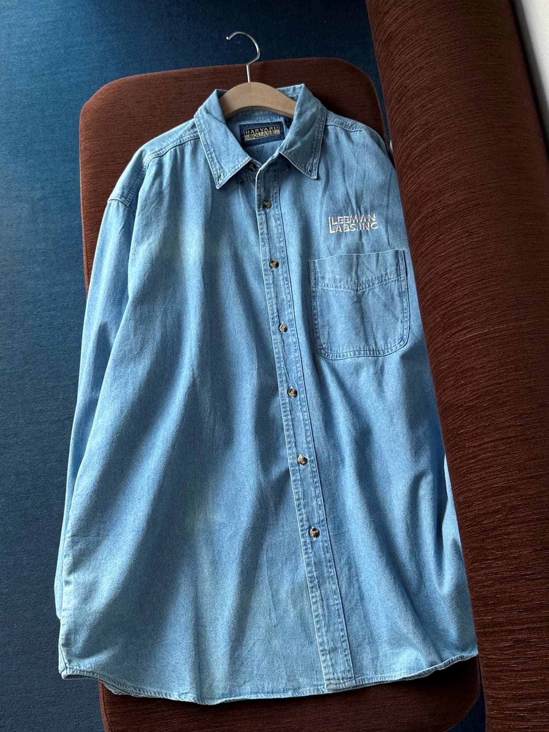 Cotton sun faded denim BIG worker shirt 상품이미지4