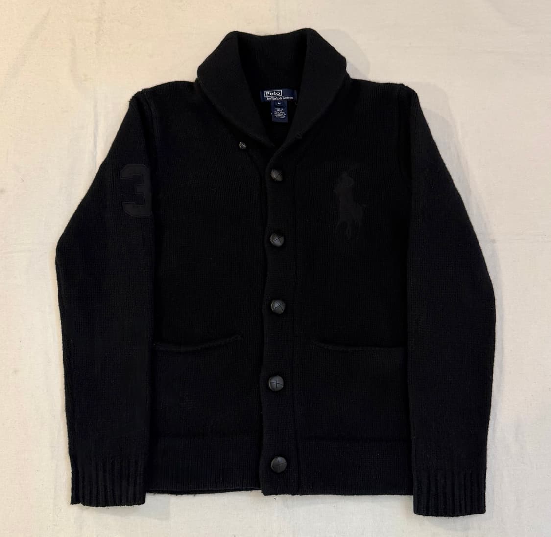 폴로 랄프로렌 빅포니 숄카라 울 니트 가디건 블랙 상품이미지1