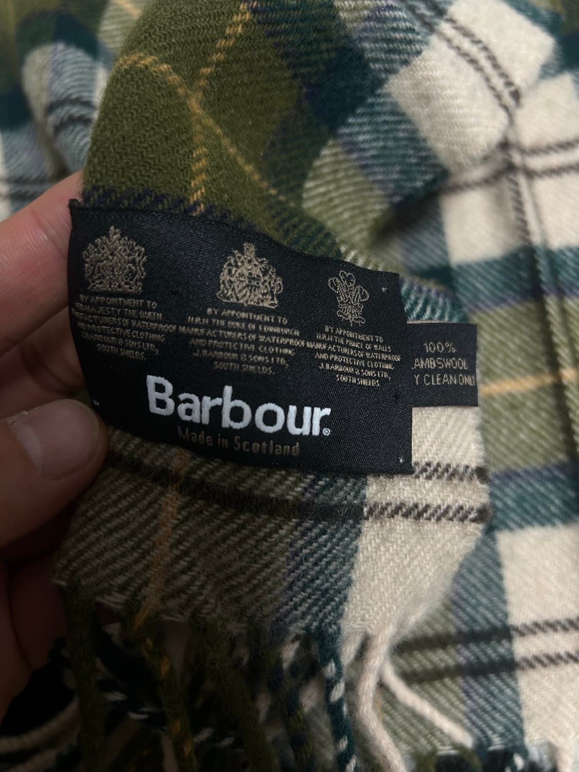 바버 타탄체크 램스울 머플러/올리브 상품이미지3