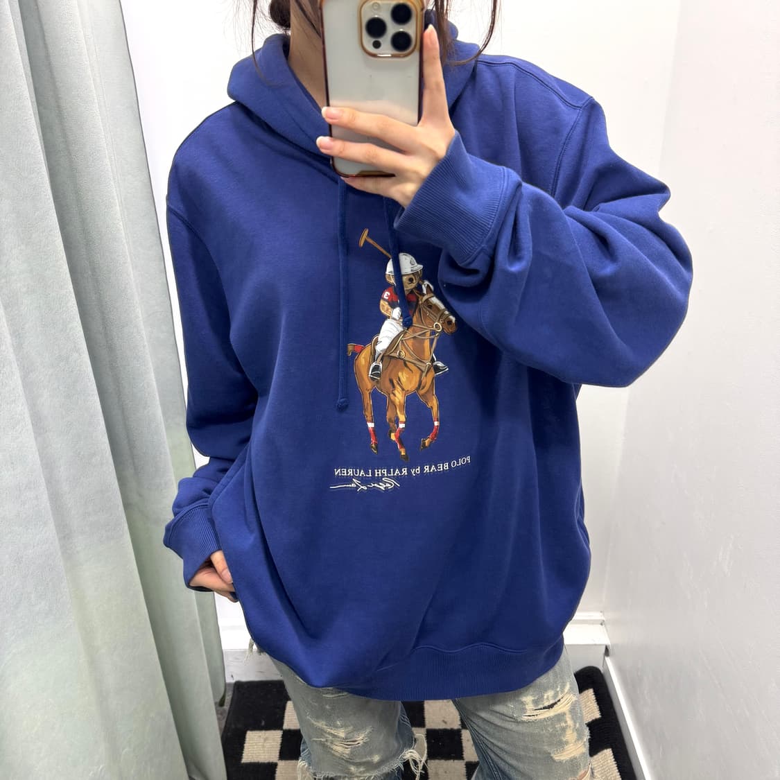 폴로 블루 폴로베어 기모 후드티 상품이미지2