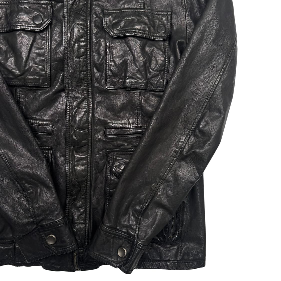 버커루 멀티포켓 블랙 램스킨 레더 자켓 XL 상품이미지3