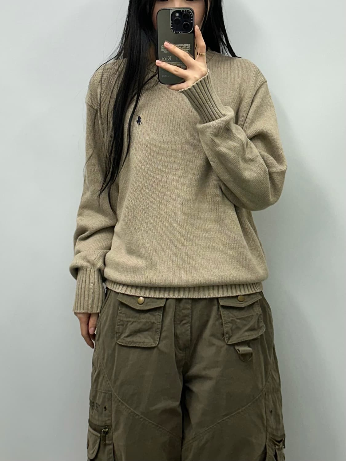 폴로 랄프로렌 코튼 베이지 라운드 니트 상품이미지1