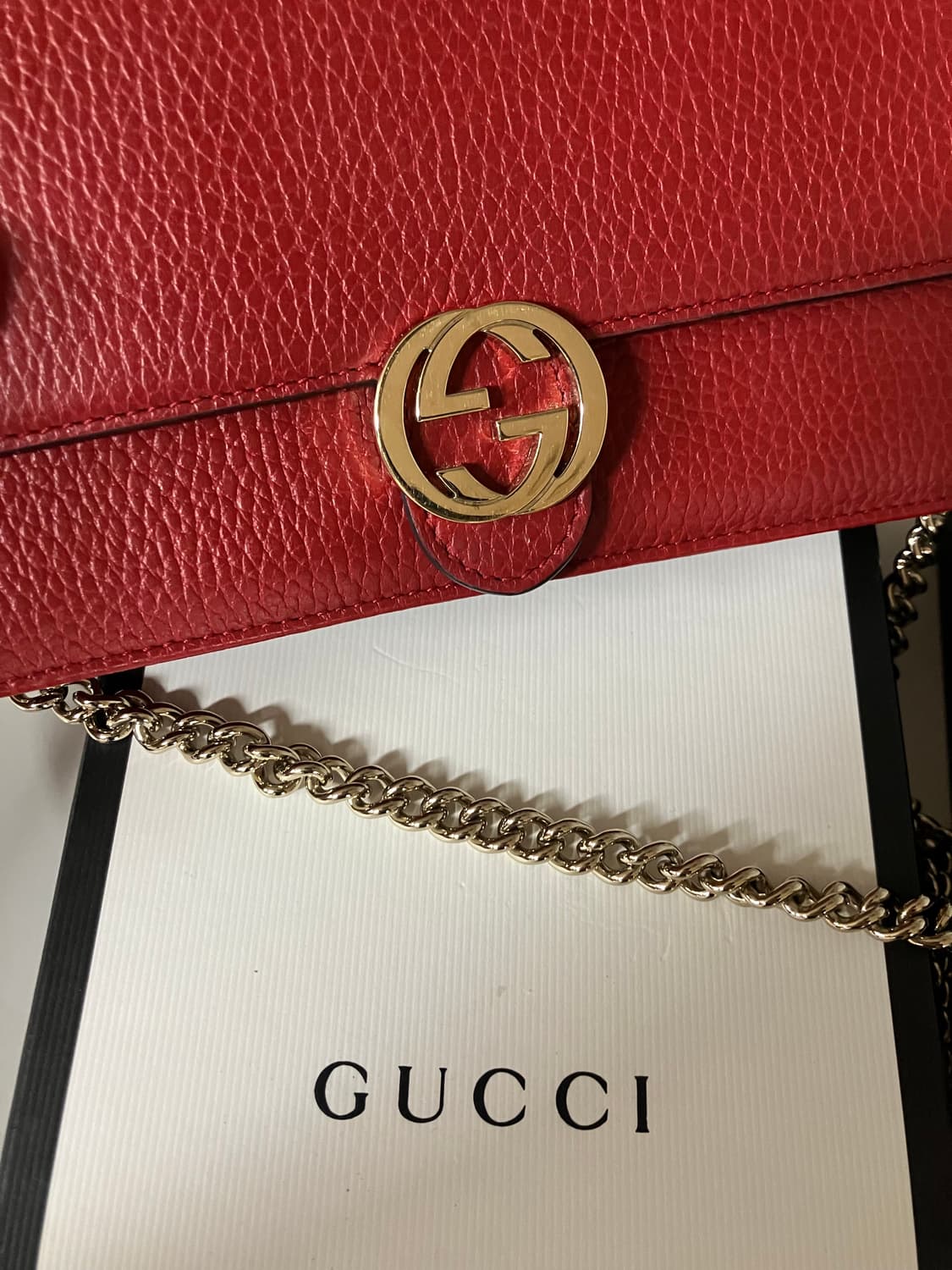 구찌 woc 인터라킹 크로스백 미니 레드 (풀박스 새제품) 상품이미지4