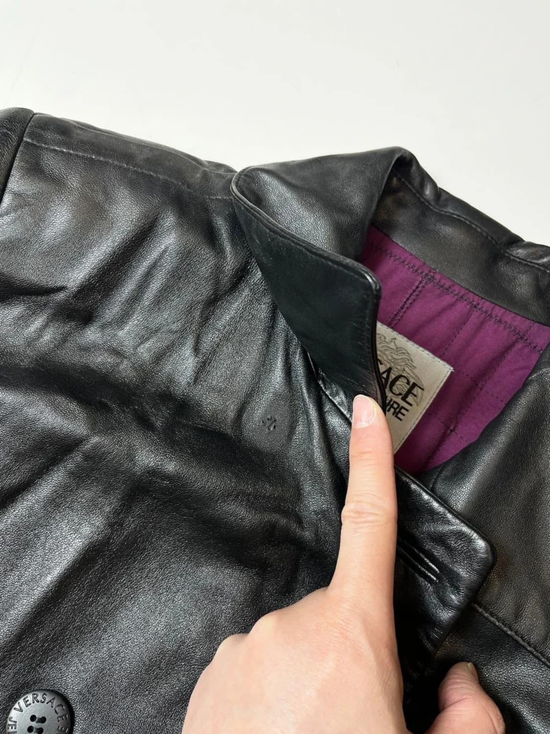 베르사체 90's 더블 브레스티드 소가죽 롱 코트 PN8766 상품이미지7