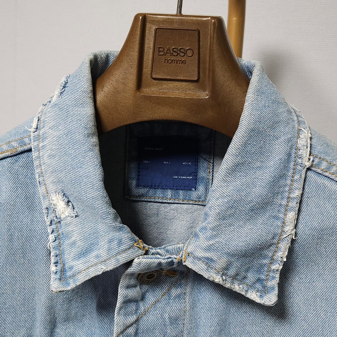 L ) ZARA MAN 데미지 데님 청자켓 상품이미지2