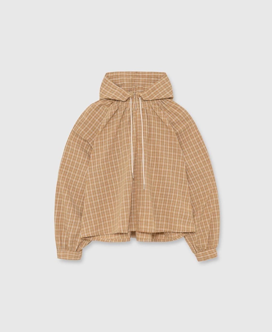 CHECK HOODED BLOUSE_BEIGE 상품이미지4