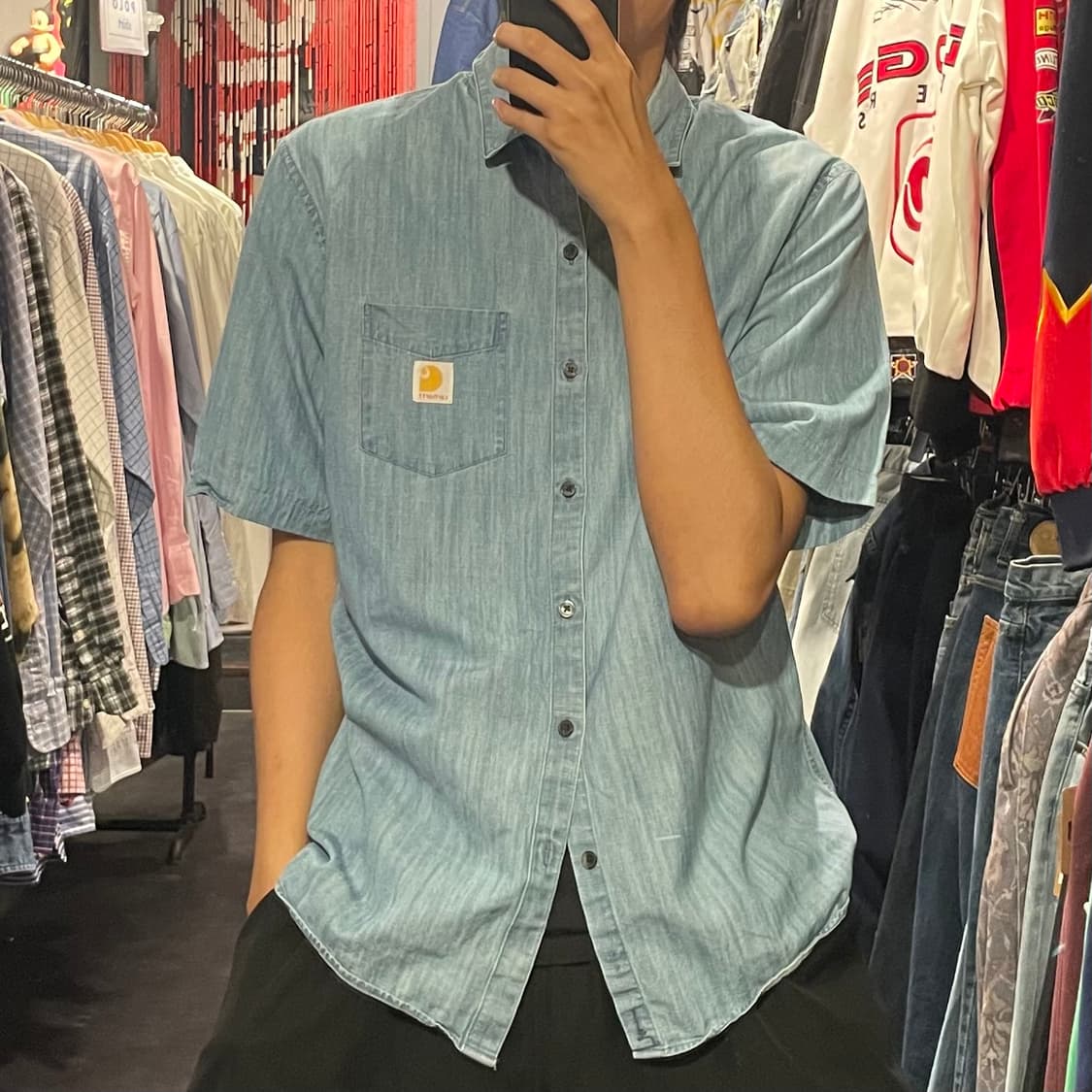 [IM] carhartt 칼하트 연청 데님 반팔셔츠 상품이미지1