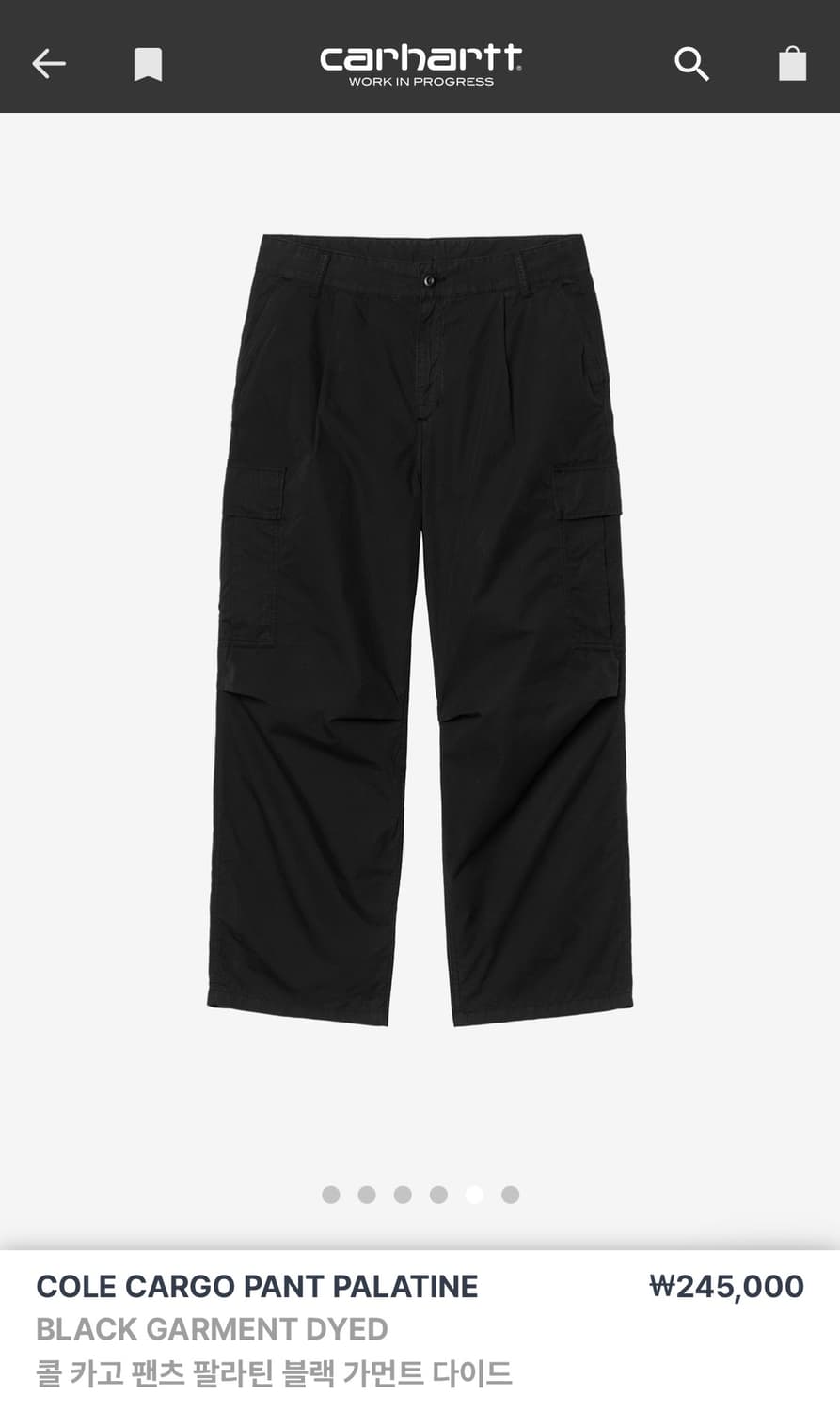 칼하트 wip 콜 카고 팔라틴 팬츠 블랙 32사이즈 상품이미지1