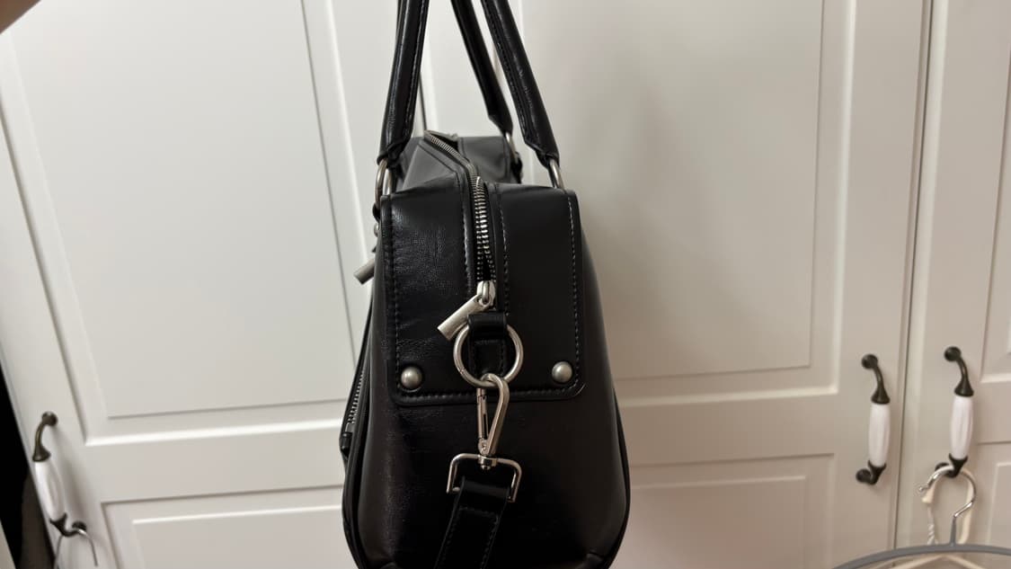 썬번프로젝트 Faux Leather M.O.S Bag, BLACK 상품이미지6