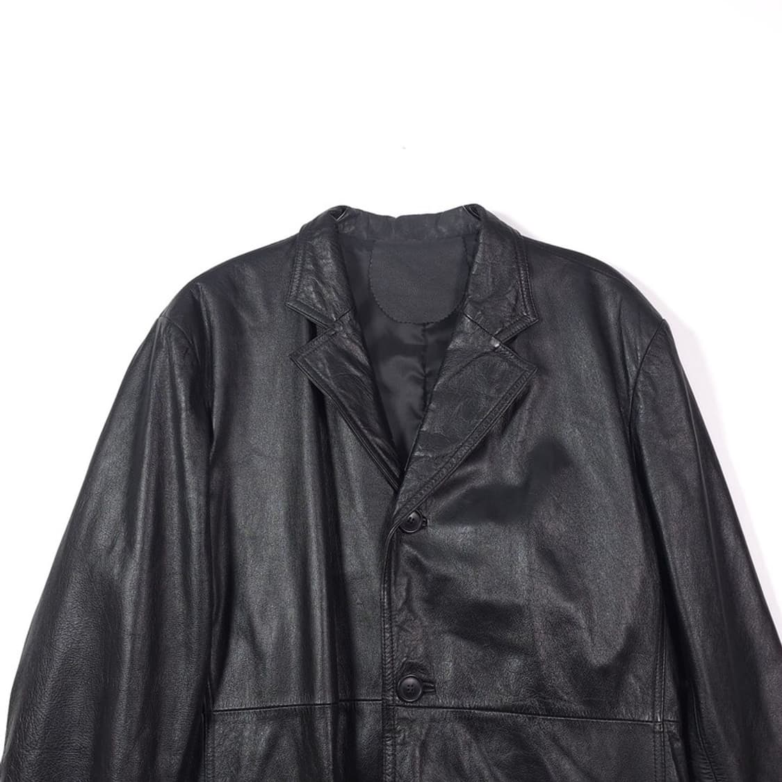 빈티지 소가죽 오버핏 블랙 하프 레더 자켓 3XL 상품이미지3
