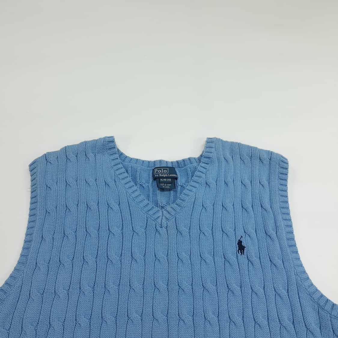 CN533 L-XL 폴로 랄프로렌 스카이블루 케이블 니트 조끼 베스트 상품이미지2